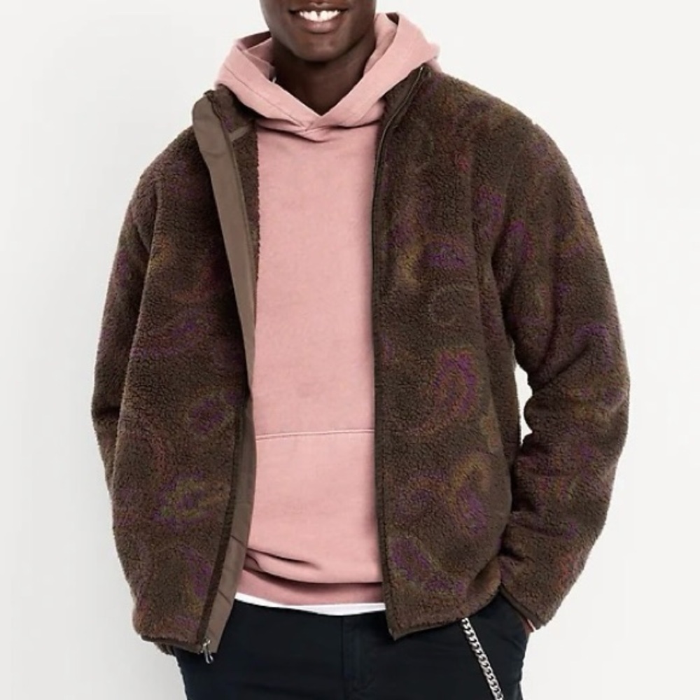 Old Navy Sherpa Full-Zip Jacket Paisley Medium